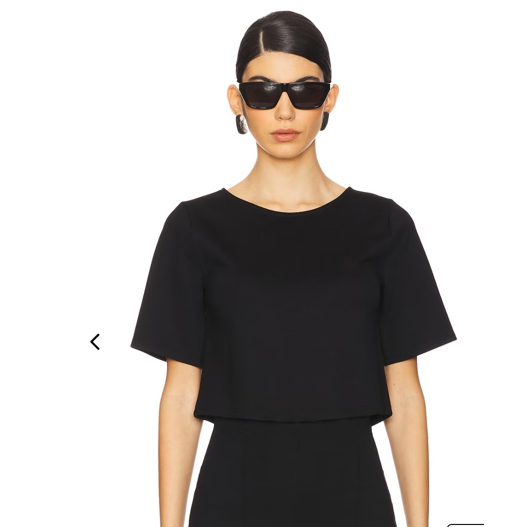 Ripley Rader Los Angeles Womens Black Ponte Knit Cropped Short Sleeve Top Size 1